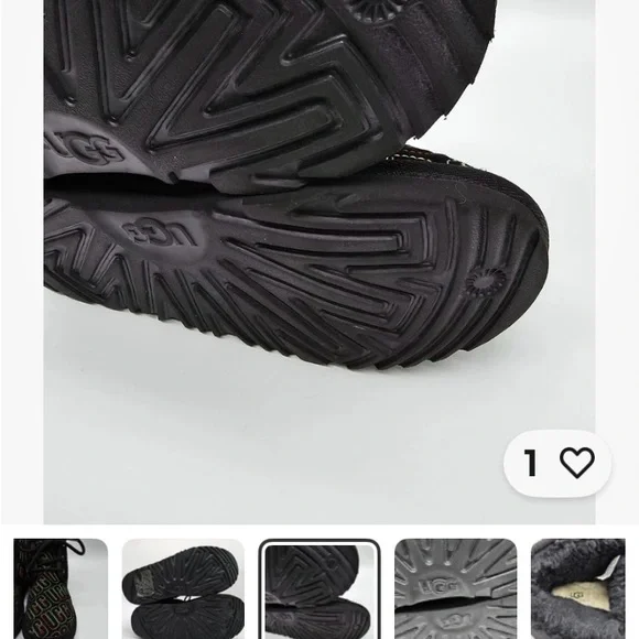 UGG 7C Signature Boots Black &Multicolor Leather w/side Zip - Picture 5 of 10